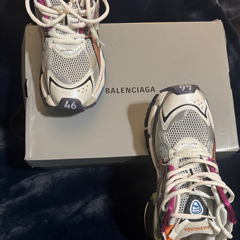 Balenciaga Multi-Color and White Track Sneakers